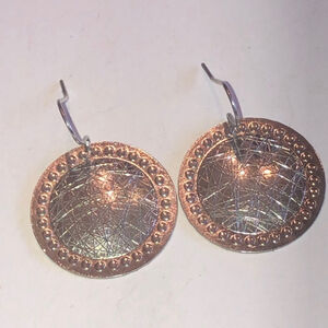 Silver Tone Boho Dangling Round Disc Pierced Earrings